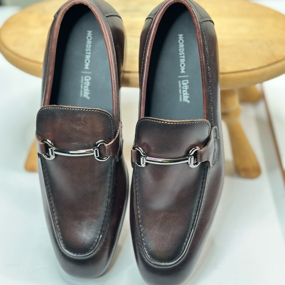 Nordstrom Men Brown Leather Carlson Bit Loafer Ortholite Comfort Sz 10.5 - Picture 5 of 14